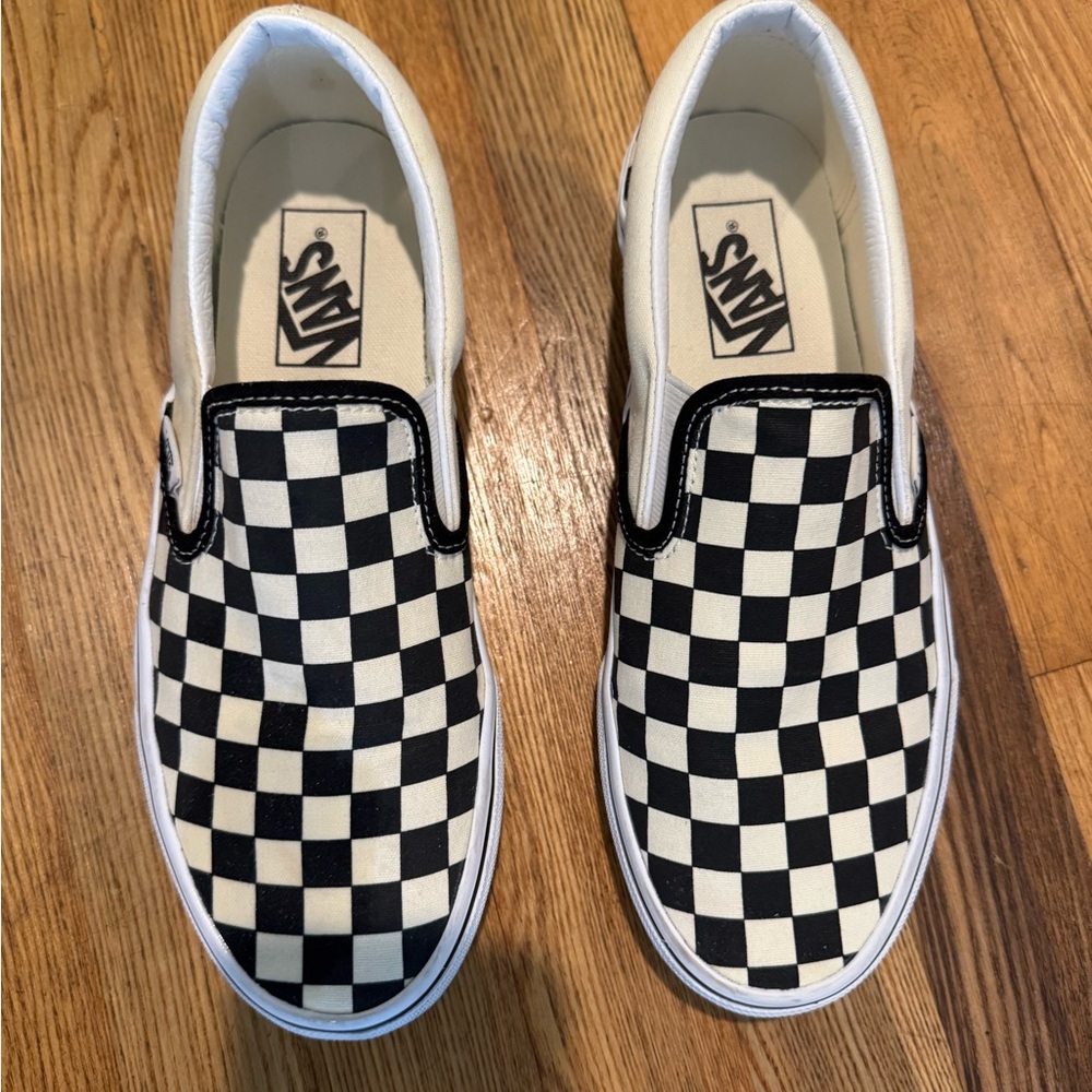 Vans Checkered Slip-On Shoes - Black and White